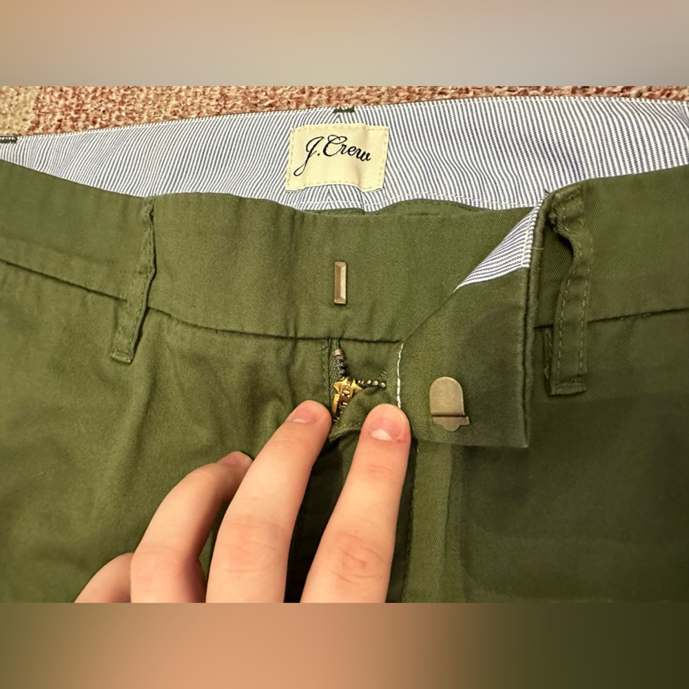J Crew Slim Boyfriend chino 28 Green cotton khakis ankle - Picture 4 of 8
